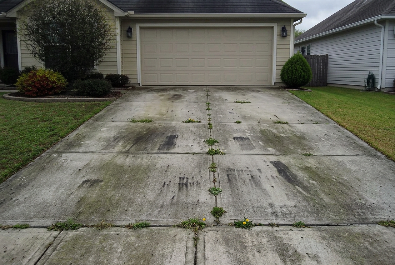 Driveway power washing — Beaverton before